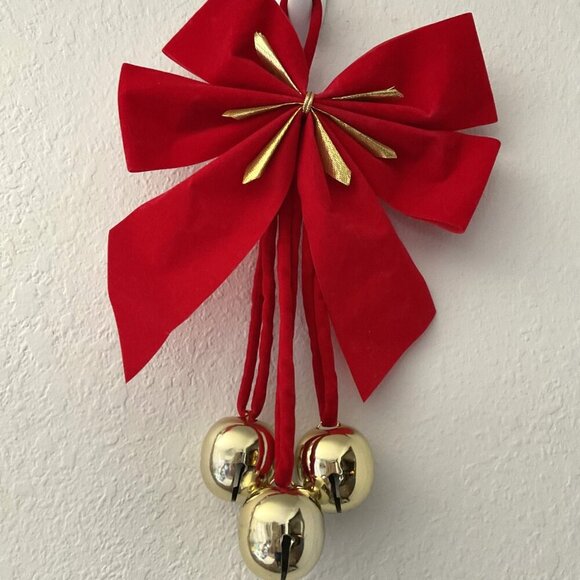 VINTAGE SLEIGH BELLS CHRISTMAS BOW - Picture 3 of 9